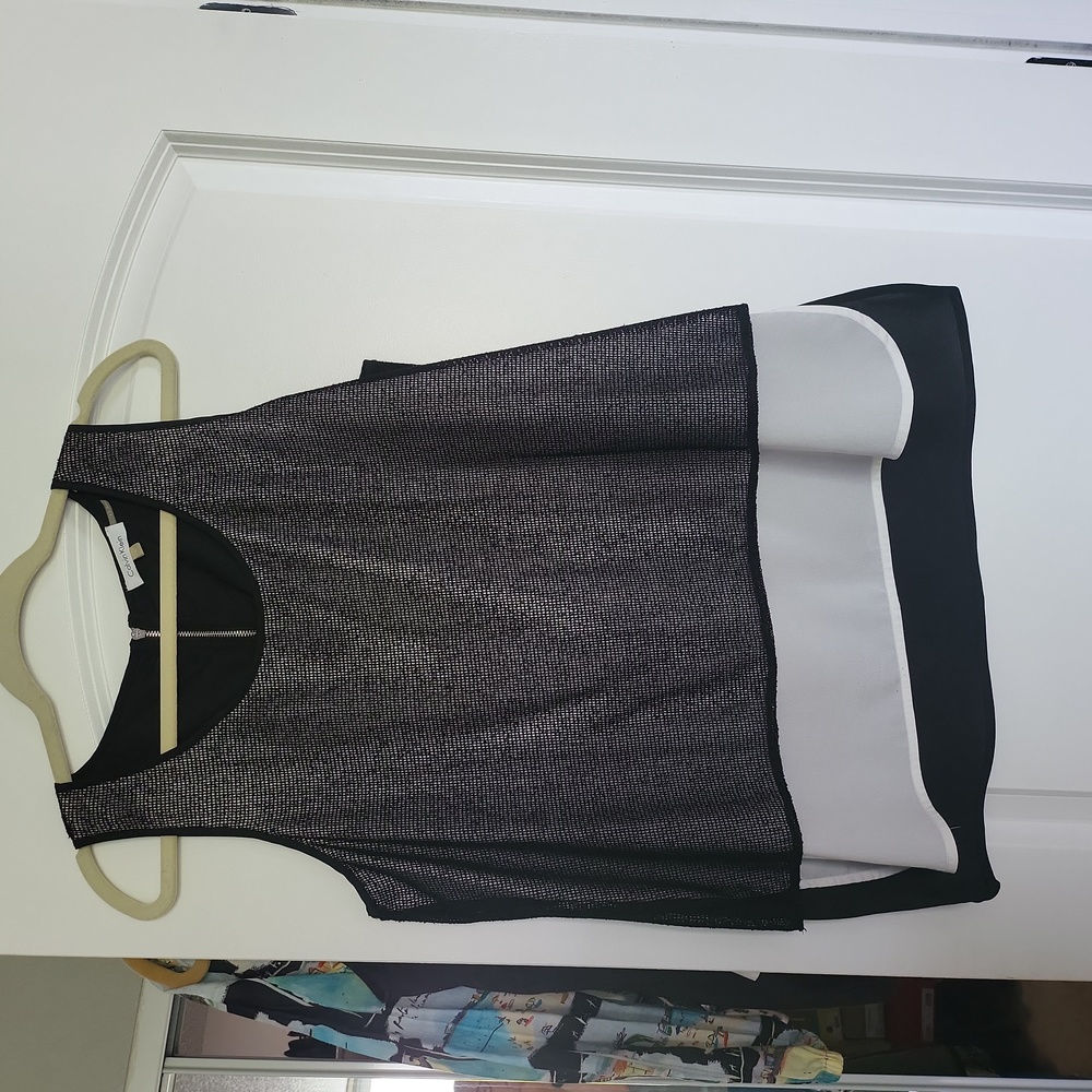 Calvin Klein Mesh Overlay Blouse L